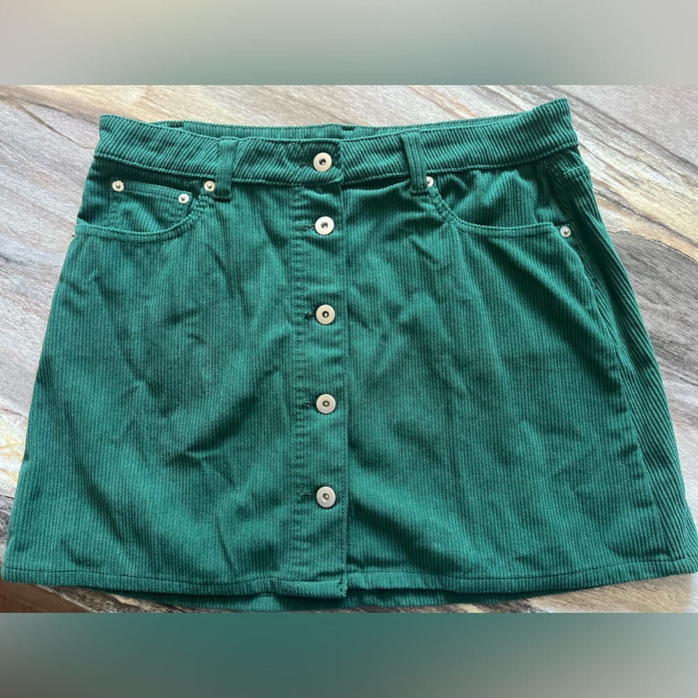 Emerald Green corduroy button up skirt junior’s 13